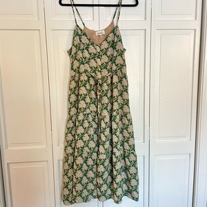 Anthropologie porridge floral button front midi dress size large